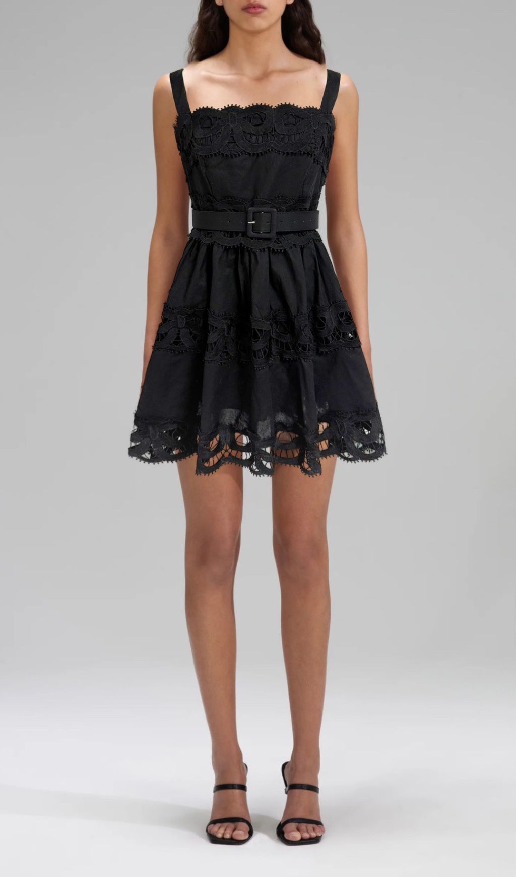 Evodia Embroidery Hollowout Mini Dress