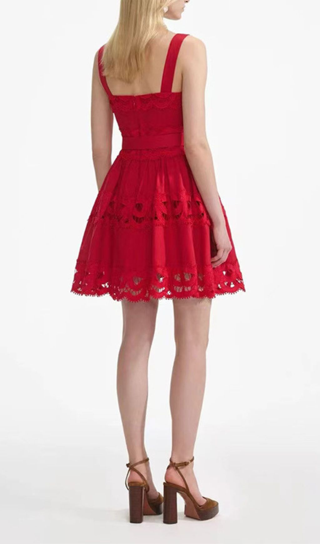 Evodia Embroidery Hollowout Mini Dress