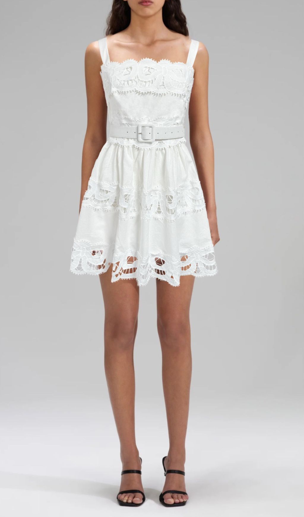 Evodia Embroidery Hollowout Mini Dress