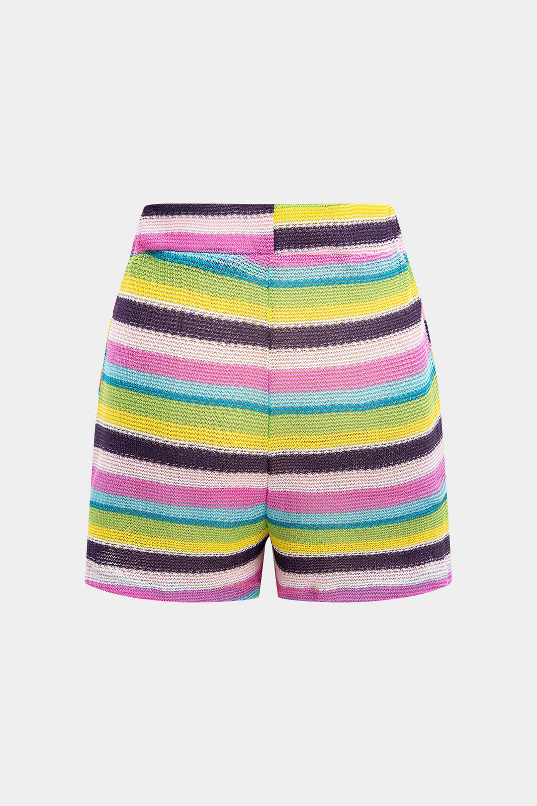 Knit Contrast V-Neck Top And Drawstring Shorts Set