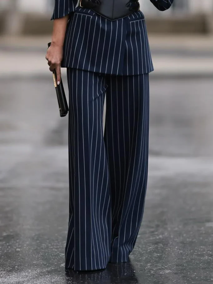 Lynda - Striped Blazer & High Waist Pants Set
