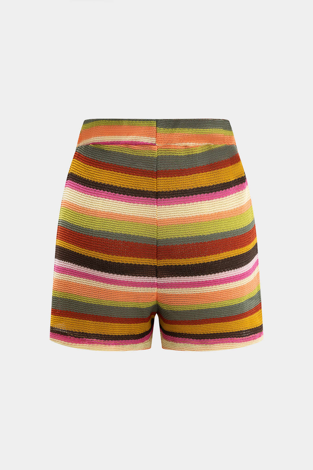 Knit Contrast V-Neck Top And Drawstring Shorts Set