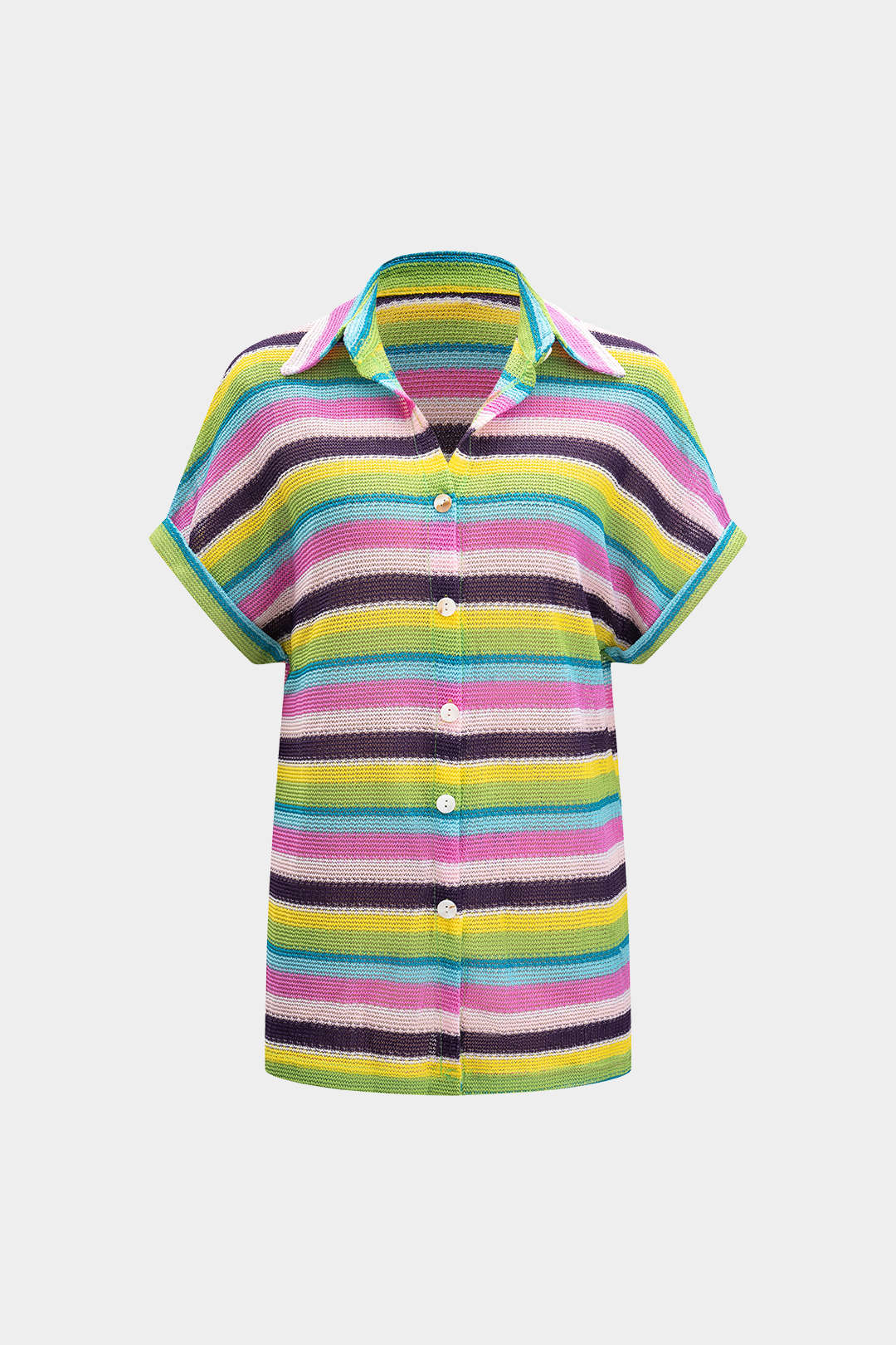 Knit Contrast V-Neck Top And Drawstring Shorts Set