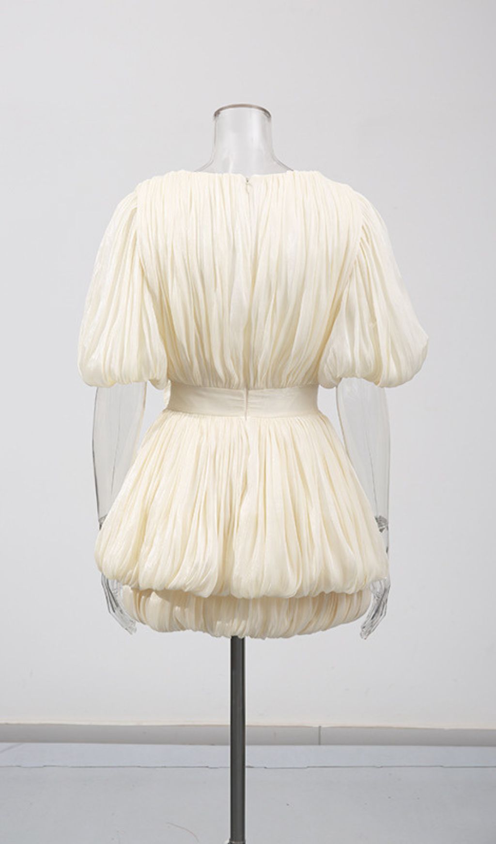 Evia V-Neck Pleated Flower Mini Dress