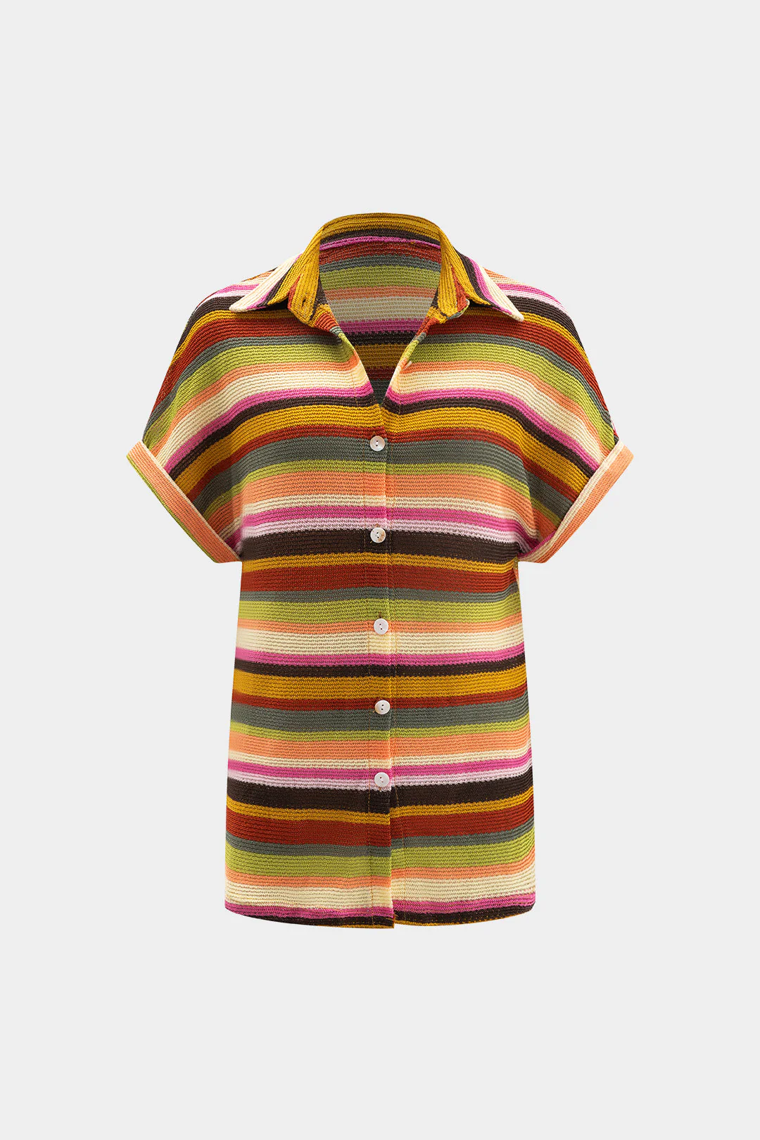 Knit Contrast V-Neck Top And Drawstring Shorts Set