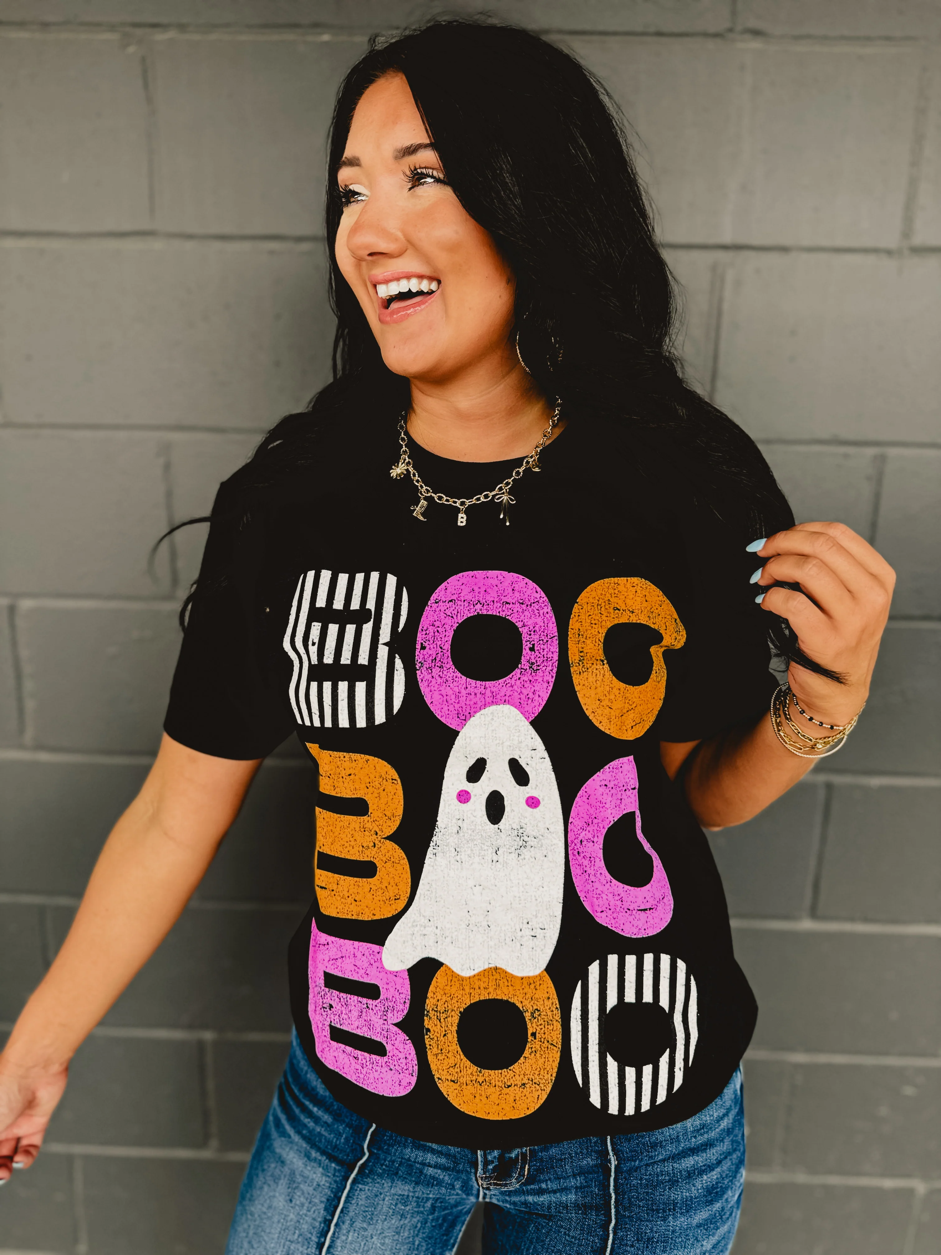 Boo Stacked Graphic Tee - Black