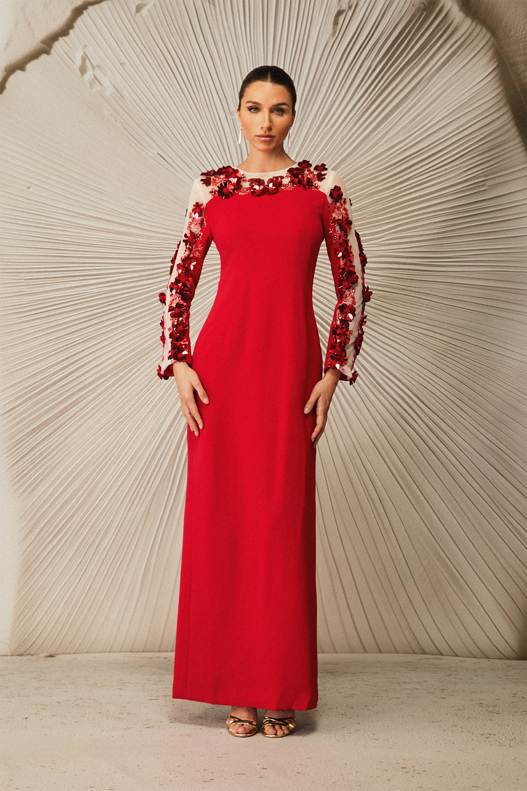 Embellished Long Sleeve Maxi Dress